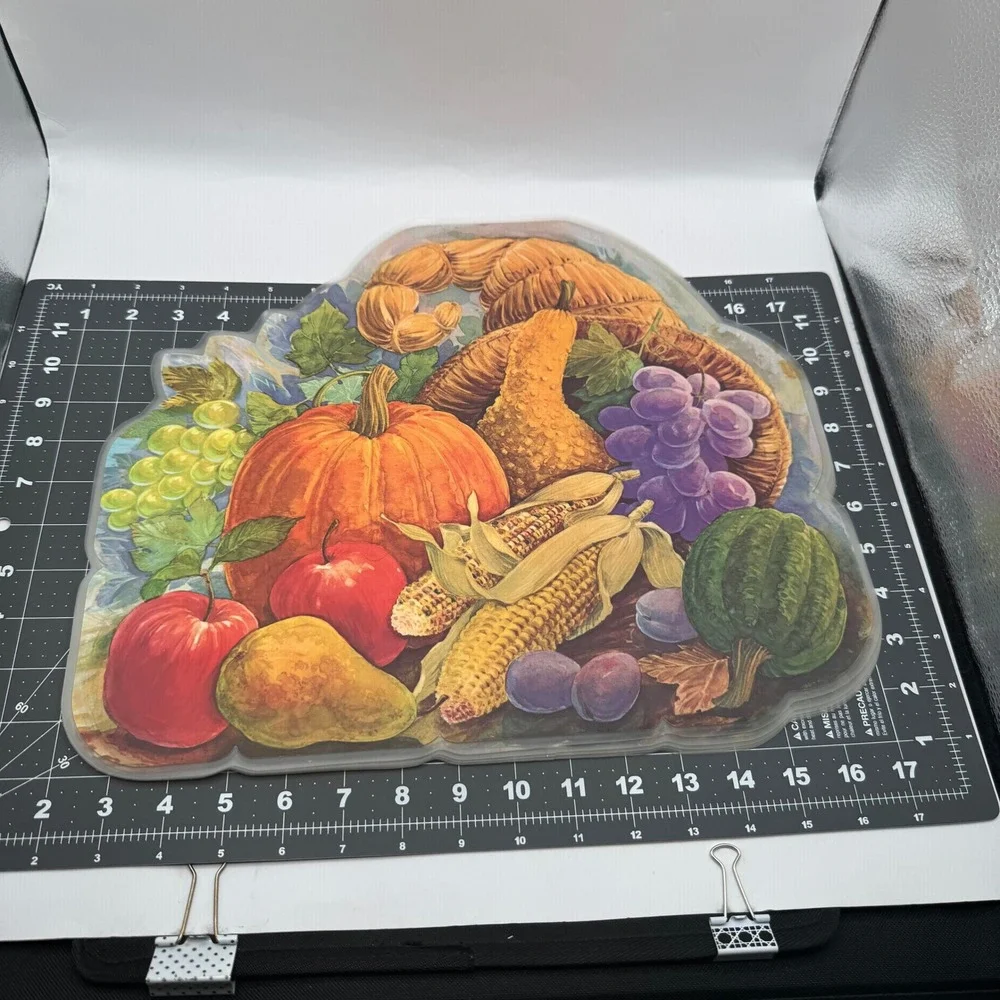 6 Vintage Placemats 1991 Turkey Cornucopia Reversible Harvest Table Thanksgiving
